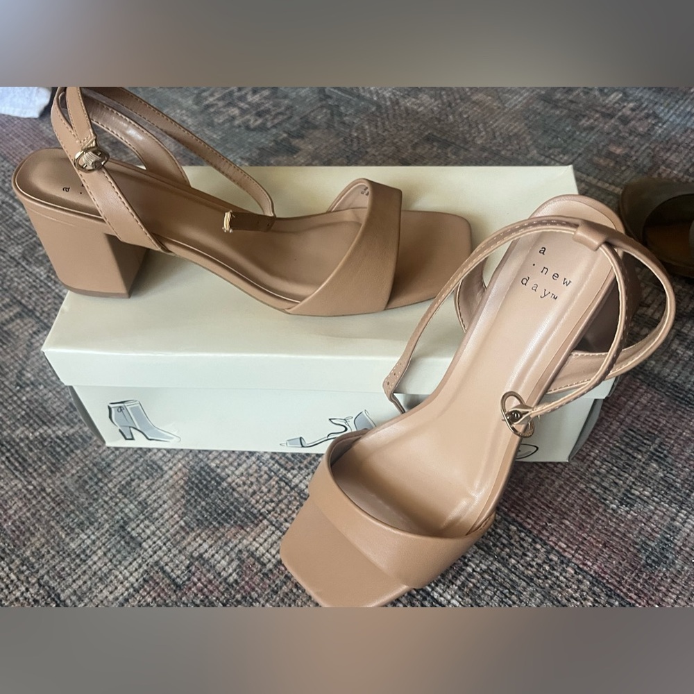 A New Day Nude Block Heel Sandals
